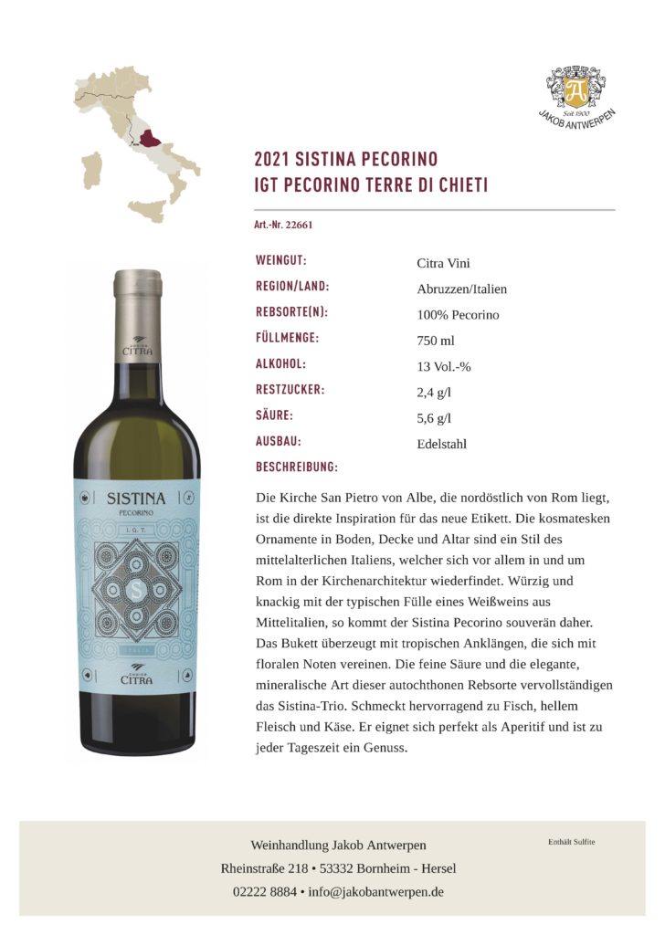 2022 Sistina Pecorino IGT