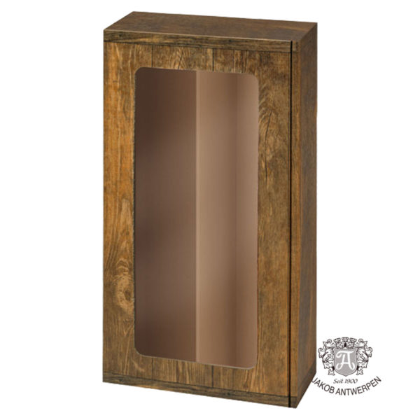 Geschenkkarton mit Fenster Holzoptik, 2er - versandfähig